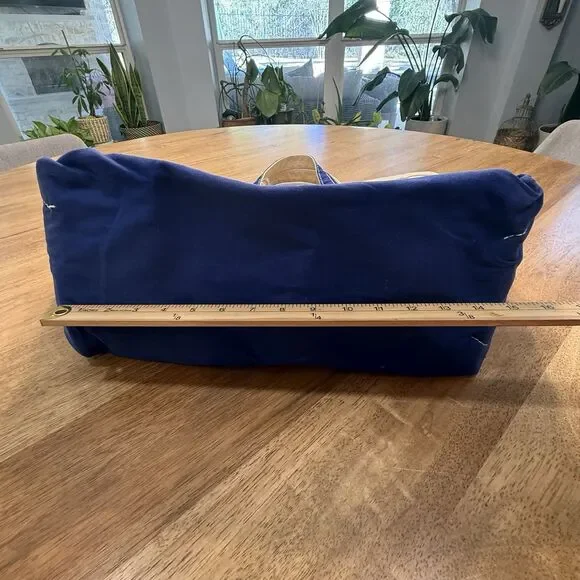 Vtg Lands End Heavy Canvas Tote Large Blue Trim USA - Picture 11 of 16